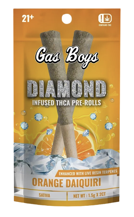 GAS BOYS DIAMOND INFUSED PRE-ROLLS 2CT |   ORANGE DAIQUIRI (SATIVA)
